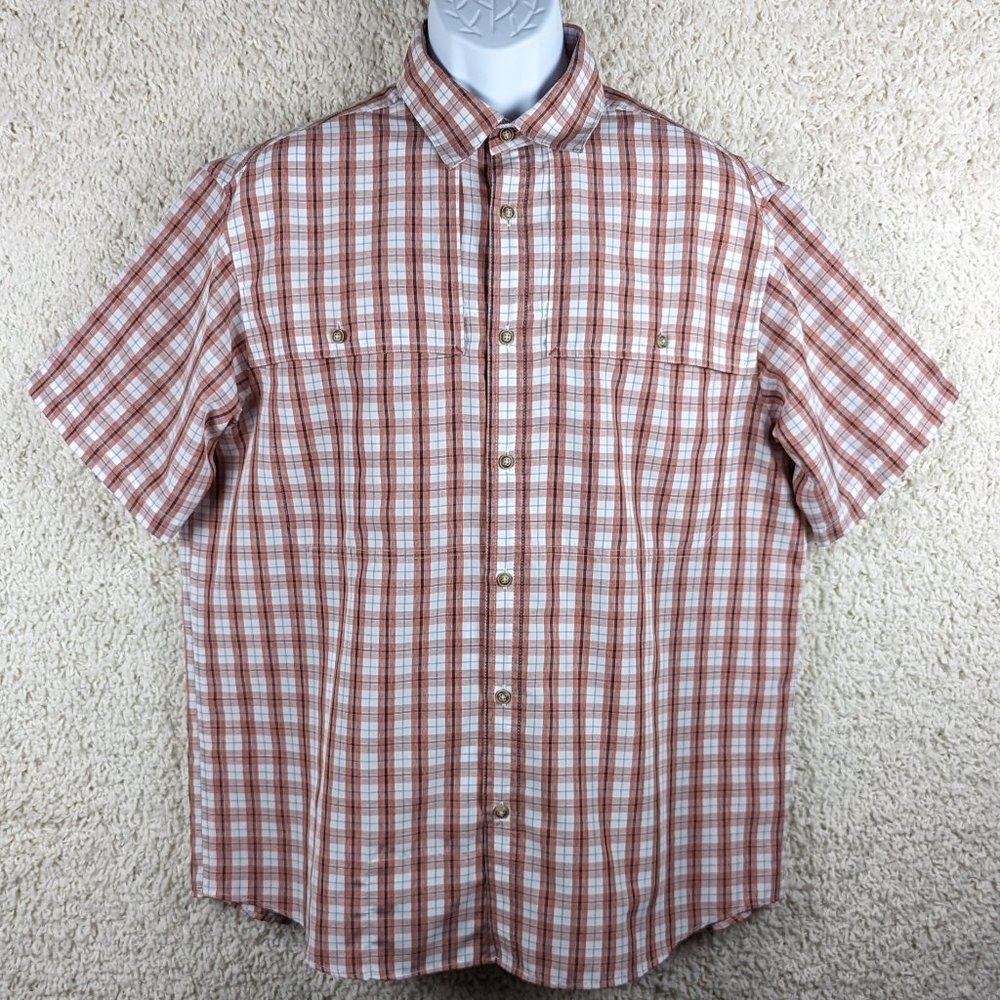 Solaris* Men's Short Sleeve Button Down Curved Hem Vented Front Shirt~‎ Large